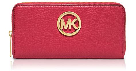 michael kors zip around wallet red|michael kors zippered wallet.